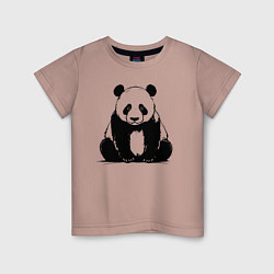Футболка хлопковая детская Грустная панда сидит, цвет: пыльно-розовый