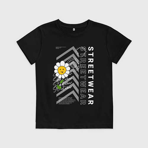 Детская футболка Ромашка streetwear / Черный – фото 1