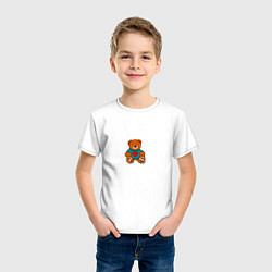Футболка хлопковая детская Игрушечный мишка в свитере и сердце, цвет: белый — фото 2