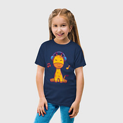 Футболка хлопковая детская Музыкальный жирафик, цвет: тёмно-синий — фото 2