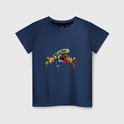 Футболка хлопковая детская Фрактальная лягушка, цвет: тёмно-синий
