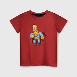 Футболка хлопковая детская Гомер супермен, цвет: красный