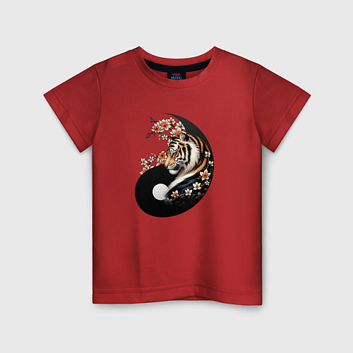 Детская футболка Тигр - Янь / Красный – фото 1
