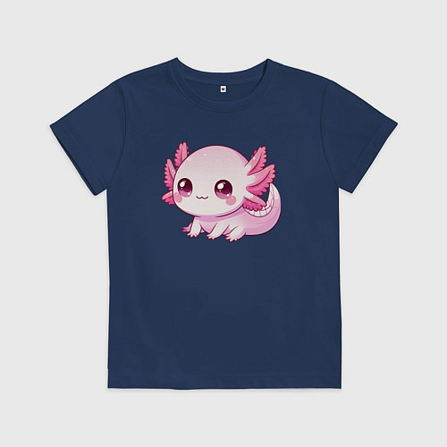 Детская футболка Милый аксолотль / Тёмно-синий – фото 1