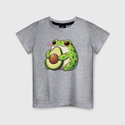 Футболка хлопковая детская Лягушка обнимает авокадо, цвет: меланж
