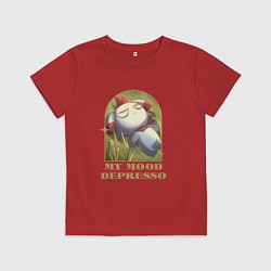 Футболка хлопковая детская My mood Depresso Palworld, цвет: красный