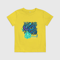 Футболка хлопковая детская Dragon attack, цвет: желтый