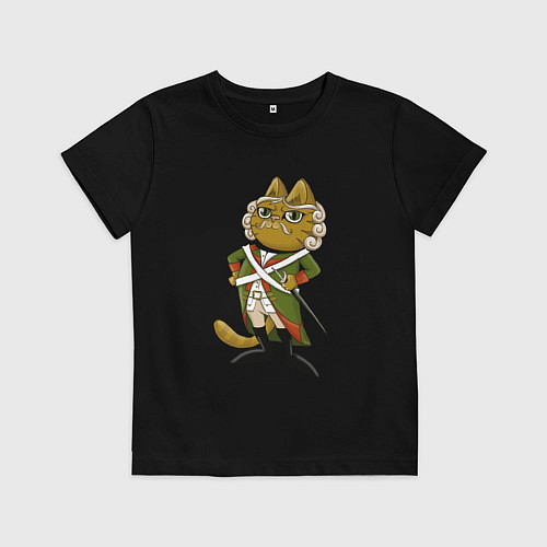 Детская футболка Кот-солдат / Черный – фото 1