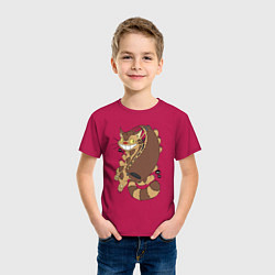 Футболка хлопковая детская Котобус - catbus, цвет: маджента — фото 2