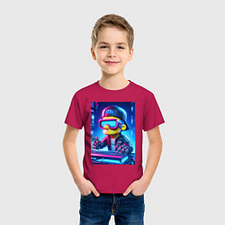 Футболка хлопковая детская Барт Симпсон - киберспорт, цвет: маджента — фото 2
