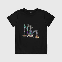 Футболка хлопковая детская Стеклянные колбочки, цвет: черный