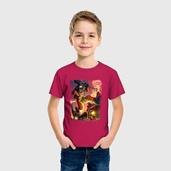 Футболка хлопковая детская Lethal Сompany: Running Fugu, цвет: маджента — фото 2