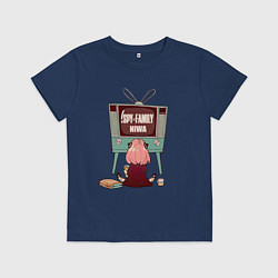 Футболка хлопковая детская Аня из аниме и манги spy x family, цвет: тёмно-синий