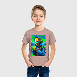 Футболка хлопковая детская Cyber Bart Simpson - ai art fantasy, цвет: пыльно-розовый — фото 2