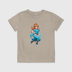 Футболка хлопковая детская Аниме - девушка в танце, цвет: миндальный