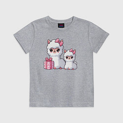 Футболка хлопковая детская Альпаки с подарком, цвет: меланж