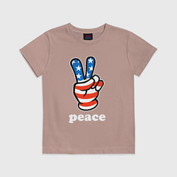 Футболка хлопковая детская USA peace, цвет: пыльно-розовый