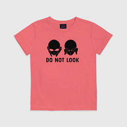 Футболка хлопковая детская Черный пришелец - do not look, цвет: коралловый