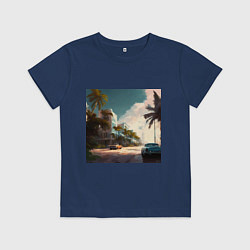 Футболка хлопковая детская Солнечный Майами, цвет: тёмно-синий