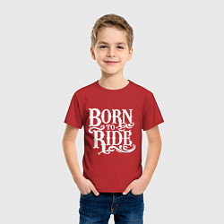 Футболка хлопковая детская Born to ride - рожденный ездить, цвет: красный — фото 2