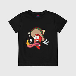 Футболка хлопковая детская Горячий мексиканский перец, цвет: черный