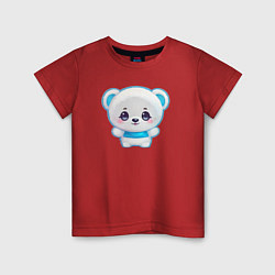 Футболка хлопковая детская Белый полярный медвежонок, цвет: красный