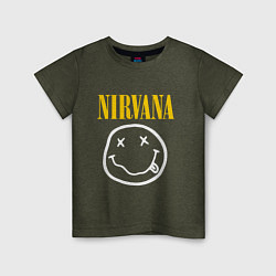 Футболка хлопковая детская Nirvana original, цвет: меланж-хаки