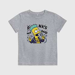 Футболка хлопковая детская Bart Simpson - punks not dead, цвет: меланж