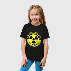 Футболка хлопковая детская Danger radiation sign, цвет: черный — фото 2