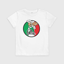 Футболка хлопковая детская Итальянская пицца, цвет: белый