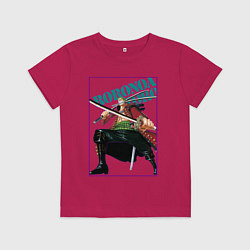 Футболка хлопковая детская Ророноа Зоро из аниме One Piece, цвет: маджента