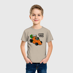 Футболка хлопковая детская Carrot mobile racing, цвет: миндальный — фото 2