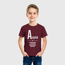 Футболка хлопковая детская Андрей мужчина с очень большой буквы, цвет: меланж-бордовый — фото 2