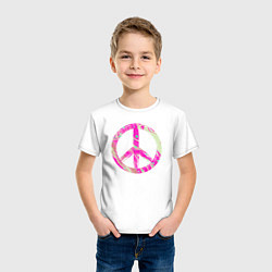 Футболка хлопковая детская Pink peace, цвет: белый — фото 2