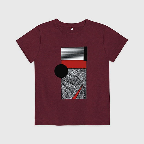 Детская футболка Волны и круг / Меланж-бордовый – фото 1