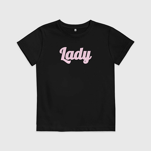 Детская футболка Lady розовыми буквами / Черный – фото 1