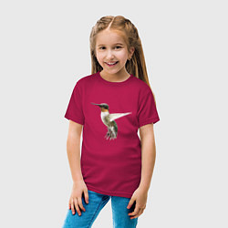 Футболка хлопковая детская Рубиновогорлый колибри, цвет: маджента — фото 2