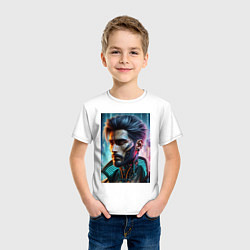 Футболка хлопковая детская Cyber dude - ai art, цвет: белый — фото 2
