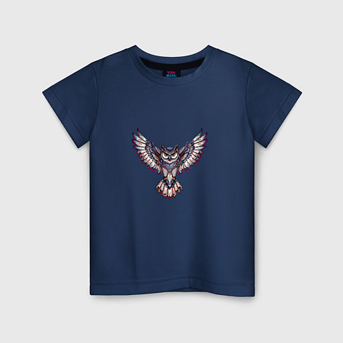 Детская футболка Мозайчатая сова / Тёмно-синий – фото 1