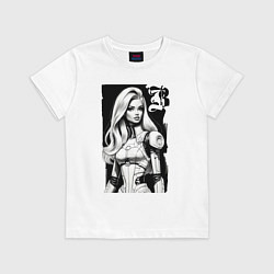 Футболка хлопковая детская Barbie - sketch ai art, цвет: белый