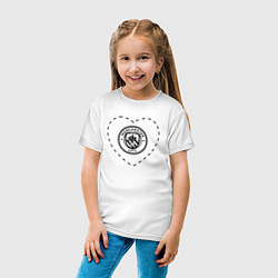 Футболка хлопковая детская Лого Manchester City в сердечке, цвет: белый — фото 2