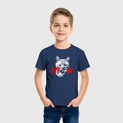 Футболка хлопковая детская Meow kitty, цвет: тёмно-синий — фото 2
