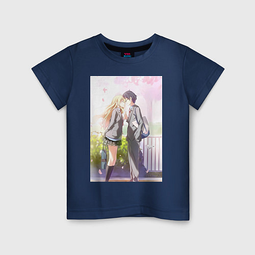 Детская футболка Твоя апрельская ложь Косэй Арима Каори Миядзоно / Тёмно-синий – фото 1