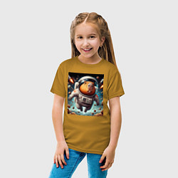Футболка хлопковая детская Capybara is a brave cosmonaut, цвет: горчичный — фото 2