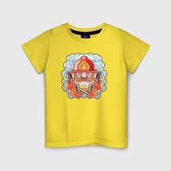 Футболка хлопковая детская Храбрый пожарный с усами, цвет: желтый