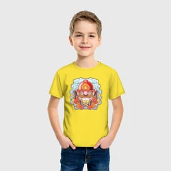 Футболка хлопковая детская Храбрый пожарный с усами, цвет: желтый — фото 2