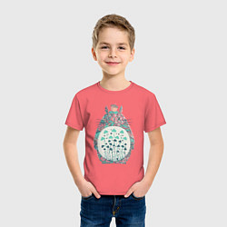 Футболка хлопковая детская Цветочный Тоторо, цвет: коралловый — фото 2