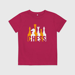 Футболка хлопковая детская Фигуры шахматные, цвет: маджента
