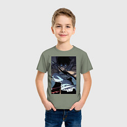 Футболка хлопковая детская Поднятие уровня в одиночку Джину Сон, цвет: авокадо — фото 2