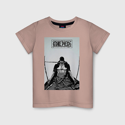 Детская футболка Зоро Ророноа Ван Пис / Пыльно-розовый – фото 1